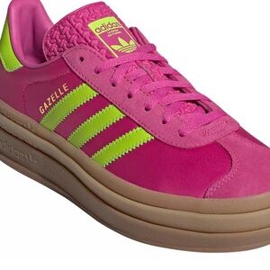adidas Originals Women's Gazelle Bold Shoes Color: Key Lime/Fuchsia Flash